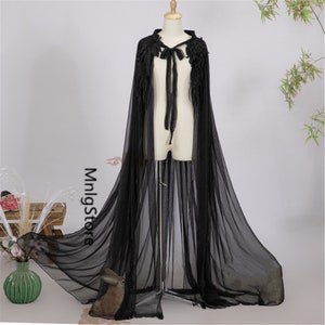 Black Chiffon Cape, Cape With Appliques, Halloween Cosplay Cloak, Men ...