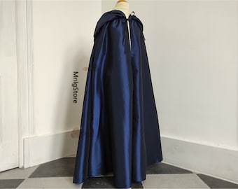 Dark Blue Cape, Hooded Cape, Ployester Cape, Halloween Cosplay Cape, Long Cape, Queen/Princess/Witch Cosplay Cape, Performance Cape