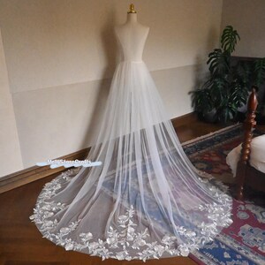 Elegant Floral Detachable Overlay Skirt, Wedding Dress Train, Half Skirt For Bridal Gown, Support Custom