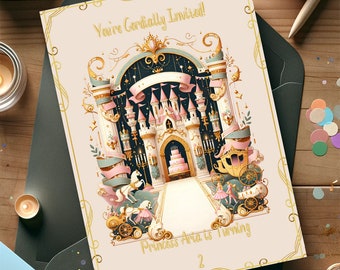 Princess Ball Birthday Digital Invitation Editable Template. It's Printable and Sharable