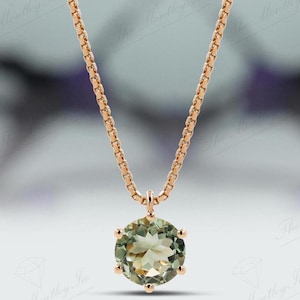 Natural Green Amethyst Pendant For Women Art Deco Minimalist Necklace 925 Sterling Silver Statement Pendant Unique Green Gemstone Pendant
