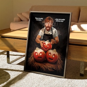 Chuck Norris Joke Poster, Funny Wall Decor, "There Is Only One Man Who Can Man Who Can..", True Action Legend Illustration Print, Unframed