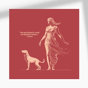 Cita atemporal 2 Póster de variación de color, Filosofía antigua Sabiduría de la vida Decoración de arte de pared, Impresión estética de amor de perro amigo leal, sin enmarcar