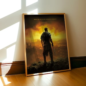 Poster del Gladiatore, decorazione da parete con citazioni di film classici e potenti, "Quello che facciamo nella vita riecheggia nell'eternità", stampa artistica di un eroe cinematografico, senza cornice