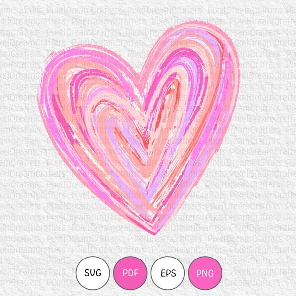 Heart Clipart | Colorful Heart in Pink Shades | Digital PNG, EPS, pdf, SVG Files | Design for Sublimation |  Printable heart