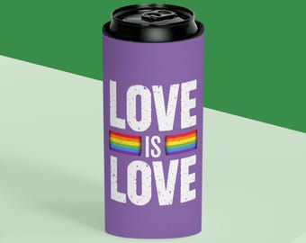 Enfriador de latas Rainbow Pride: Portavasos LGBTQ+ Love is Love