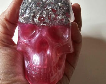 Pink Resin Skull Decor Set: Halloween Glam Gifts