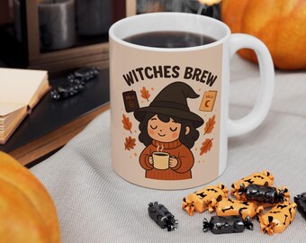 Witch&#39;s Brew Ceramic Mug: Halloween Coffee Cup, Fall Decor