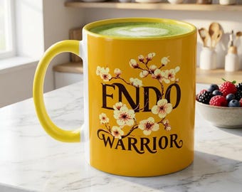 子宮内膜症啓発活動 ENDO Warrior フラワーアクセントコーヒーマグ