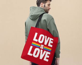 Pride Love Tote Bag, Eco-Friendly Carryall, LGBTQ+ Gift, Colorful Shopping Bag, Sustainable Everyday Use