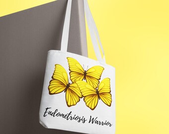 Bolsa de tela para guerreros de la endometriosis: mariposa amarilla, accesorio de empoderamiento