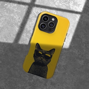 Black Cat Design Phone Cover for iPhone 16 15 14 13 12 11 8 Plus Pro Max, Samsung S25 S24 S23 S22 S21 S20 FE Case, MagSafe Case For iPhone