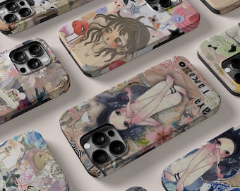 Aya Takano Butterfly Girl Design iPhone 17 16 15 14 13 12 11 Pro Max X SE Tough MagSafe Case, Samsung Galaxy S25 Ultra Plus Note 20 Cover