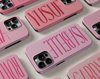 Personalised Large Initial Phone Case For iPhone 15 14 13 12 11 Plus Pro Max, Samsung Galaxy S24 Ultra Custom Case, Pink Phone MagSafe Case