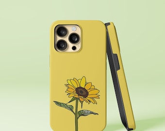 Aesthetic Sunflower Design iPhone 14 13 12 11 Pro Max Mini X Xs Xr SE Tough Case, Samsung Galaxy S20 S21 S22 Ultra FE Plus Note 10 20 Cover