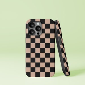 Checkerboard Pattern Design iPhone 14 13 12 11 Pro Max Mini X Xs Xr SE Tough Case, Samsung Galaxy S20 S21 S22 Ultra FE Plus Note 10 20 Cover