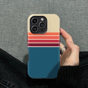 80s Vintage Retro Stripes Design iPhone 17 16 15 14 13 12 Pro Max Mini Tough Case, Samsung Galaxy S20 S21 S22 Ultra FE Plus Note 20 Cover