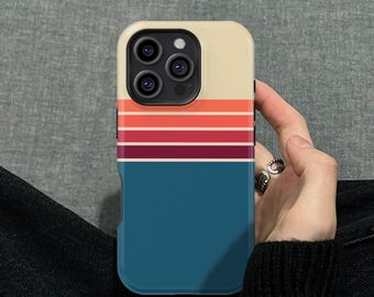 80s Vintage Retro Stripes Design iPhone 17 16 15 14 13 12 Pro Max Mini Tough Case, Samsung Galaxy S20 S21 S22 Ultra FE Plus Note 20 Cover