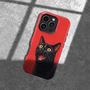 Black Cat Design Phone Cover for iPhone 16 15 14 13 12 11 8 Plus Pro Max, Samsung S25 S24 S23 S22 S21 S20 FE Case, MagSafe Case For iPhone