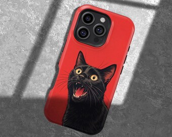 Black Cat Design Phone Cover for iPhone 16 15 14 13 12 11 8 Plus Pro Max, Samsung S25 S24 S23 S22 S21 S20 FE Case, MagSafe Case For iPhone