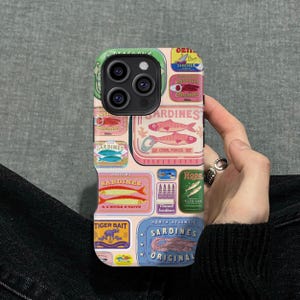 Retro Sardine Tin Collage Phone Case Cover for iPhone 16 15 14 13 12 11 Pro Max Case, Samsung Galaxy S25 S24 Ultra, MagSafe Case For iPhone