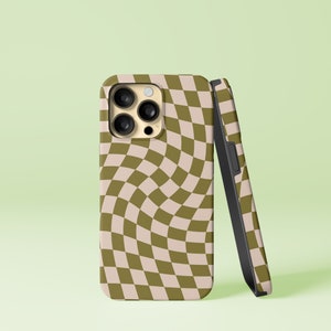Check VI - Green Moss Twist Design iPhone 14 13 12 Pro Max Mini X Xs Xr SE Tough Case, Samsung Galaxy S20 S21 Ultra FE Plus Note 10 20 Cover