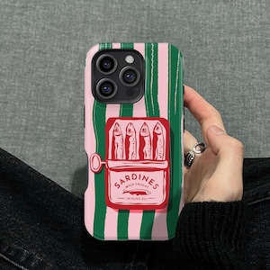 Retro Sardine Can Design iPhone 16 15 14 13 12 11 Pro Max Mini X Xr SE Tough Case, Samsung Galaxy S25 S24 S23 S22 S21 S20 FE Ultra Cover