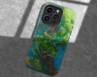 Watercolor Frog Design Phone Cover for iPhone 16 15 14 13 12 11 8 Plus Pro Max, Samsung S25 S24 S23 S22 S21 FE Case, MagSafe Case For iPhone
