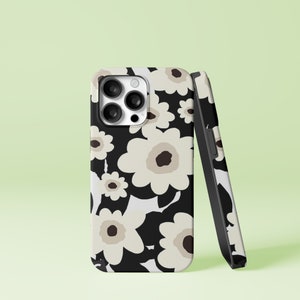 Retro Blumen Muster Design iPhone 14 13 12 11 8 7 Pro Max Mini Xs Xr SE Robuste Hülle, Samsung Galaxy S20 S21 Ultra FE Plus Note 10 20 Hülle