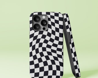 Checkerboard Pattern Black & White Design iPhone 14 13 12 Pro Max Mini X Xs SE Tough Case, Samsung Galaxy S20 Ultra FE Plus Note 10 20 Cover