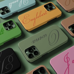 Gepersonaliseerde iPhone Case, Monogram Phone Cover, iPhone 14 13 12 Pro Max, Samsung Galaxy S23 Ultra Custom Case, iPhone 8+ X MagSafe Case