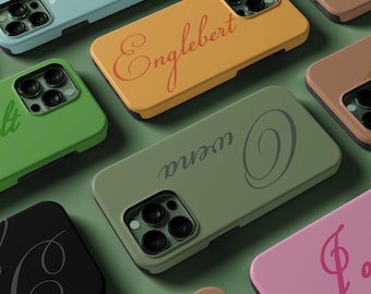 Personalized iPhone Case, Monogram Phone Cover, iPhone 14 13 12 Pro Max, Samsung Galaxy S23 Ultra Custom Case, iPhone 8 Plus X MagSafe Case