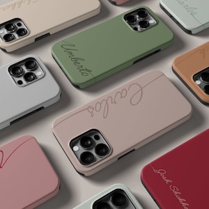Gepersonaliseerde monogram naam ontwerp iPhone 15 14 13 12 11 8 7 Plus Pro Max Mini X XR SE stoer MagSafe-hoesje, Samsung Galaxy S24 S23 Ultra Cover