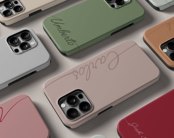 Personalized Monogram Name Design iPhone 15 14 13 12 11 8 7 Plus Pro Max Mini X XR SE Tough MagSafe Case, Samsung Galaxy S24 S23 Ultra Cover