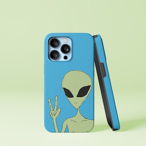 Peace Alien Design iPhone 14 13 12 11 8 7 Pro Max Mini X Xs Xr SE Funda resistente, Samsung Galaxy S10 S20 S21 S22 Ultra FE Plus Note 10 20 Cover