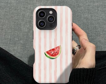 Watercolor Watermelon Slice Phone Cover for iPhone 16 15 14 13 12 11 Pro Max, Samsung S25 S24 S23 S22 S21 S20 FE, MagSafe Case For iPhone