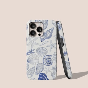 Custodia rigida Nautical Blue Seashell per iPhone 15 14 13 12 11 Pro Plus Max MagSafe, custodia Samsung Galaxy S24 S23 S22 Ultra Plus Note 20 10