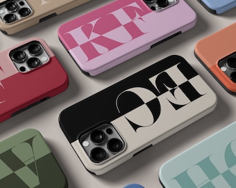 Personalized Initials Case For iPhone 16 15 14 13 12 11 Pro Max Plus, Samsung Galaxy S23 S22 S20 Ultra Custom Case, MagSafe Case For iPhone