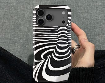 Stripe Illusion Dtripe Design iPhone 17 16 15 14 13 12 Pro Max Mini X SE Tough Case, Samsung Galaxy S25 S26 Ultra FE Plus Note 10 20 Cover