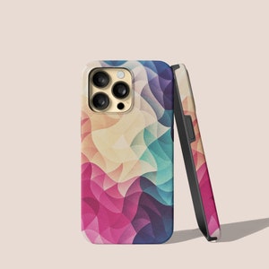 Geometry Triangle Pattern Design iPhone 14 13 12 Pro Max Mini X Xs Xr SE Tough Case, Samsung Galaxy S20 S21 S22 Ultra FE Plus Note 20 Cover