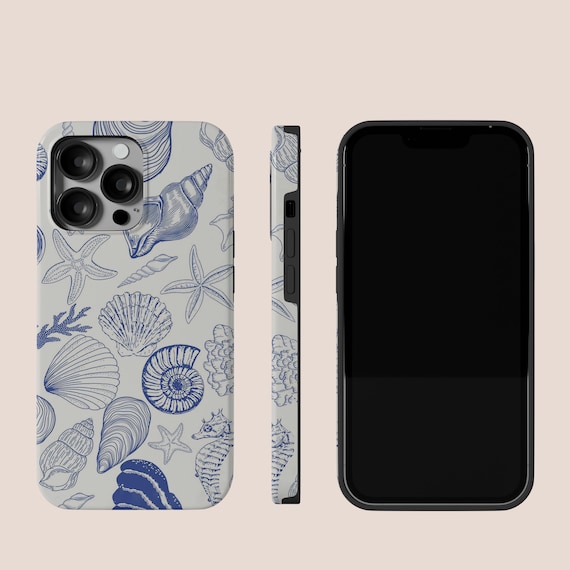 Nautical Blue Seashell Design iPhone 15 14 13 12 11 Pro Plus