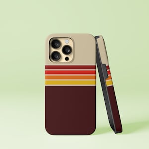 Custodia rigida con design a strisce retrò vintage anni '70 per iPhone 14 13 12 Pro Max Mini X Xs Xr SE, Samsung Galaxy S20 S21 S22 Ultra FE Plus Note 10 Cover