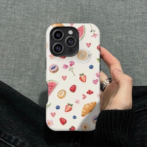 Whimsical Foodie Aesthetic Collage Phone Cover for iPhone 16 15 14 13 12 11 8 Pro Max Case, Samsung S25 S24 Ultra, MagSafe Case For iPhone