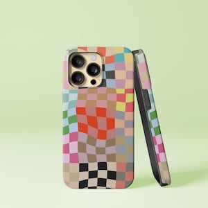Buntes Schachbrett-Design iPhone 14 13 12 Pro Max Mini X Xs Xr SE Robuste Hülle, Samsung Galaxy S20 S21 S22 Ultra FE Plus Note 10 20 Cover