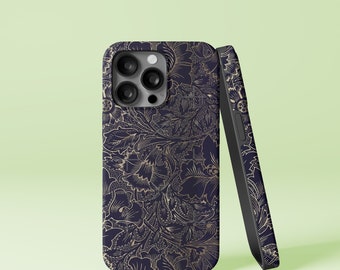 Floral Damask Design iPhone 14 13 12 Pro Max Mini X Xs Xr SE Tough Case, Samsung Galaxy S20 S21 S22 Ultra FE Plus Note 10 20 Cover