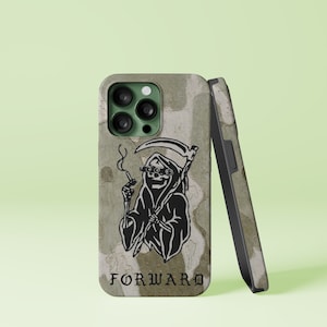 Forward Observations Grim Reaper Design iPhone 14 13 12 Pro Max Mini X Xs Xr SE Tough Case, Samsung Galaxy S22 Ultra FE Plus Note 10 Cover
