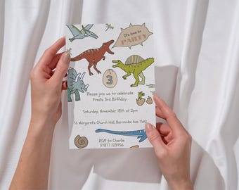 Kids Dinosaur Editable Birthday Invites