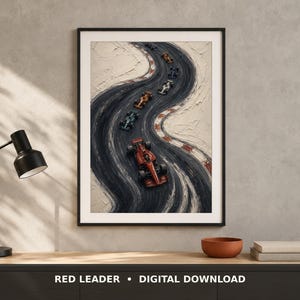 F1 Print, Abstract Motorsport Track Wall Art, Open Wheel Racing Digital Download