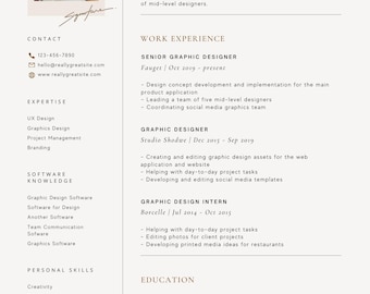 Elegant CV Resume Template | Minimalist Professional Resume with Photo | Clean Modern CV | Editable Digital Download A4