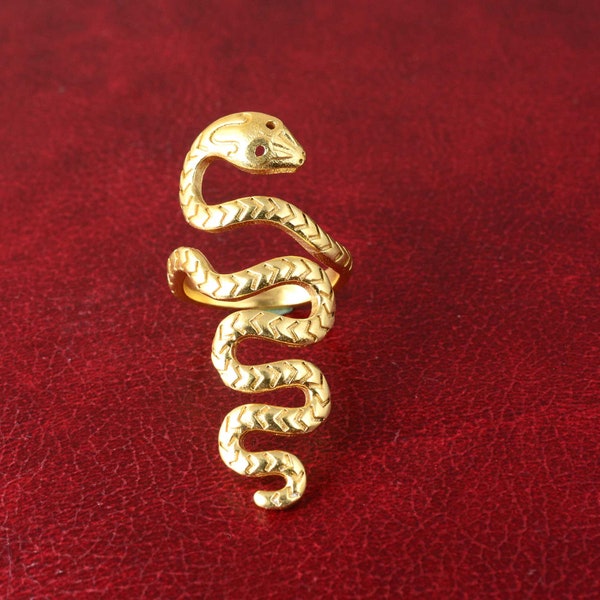 Snake Brass Finger Ring, Adjustable Finger Ring, Vintage Ring, Snake Symbol Ring, Handmade Brass Ring, Good Luck Serpent Ring Snake Lovers